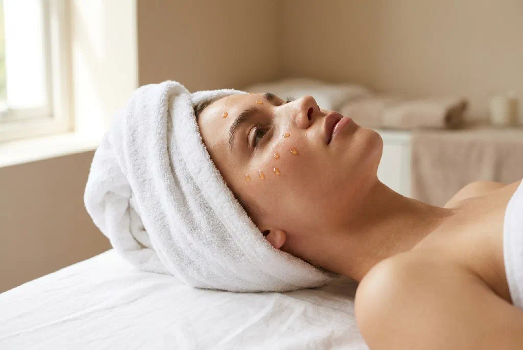 Gesichtsbehandlung mit getöntem Serum für einen ebenmäßigen, leicht schimmernden Teint