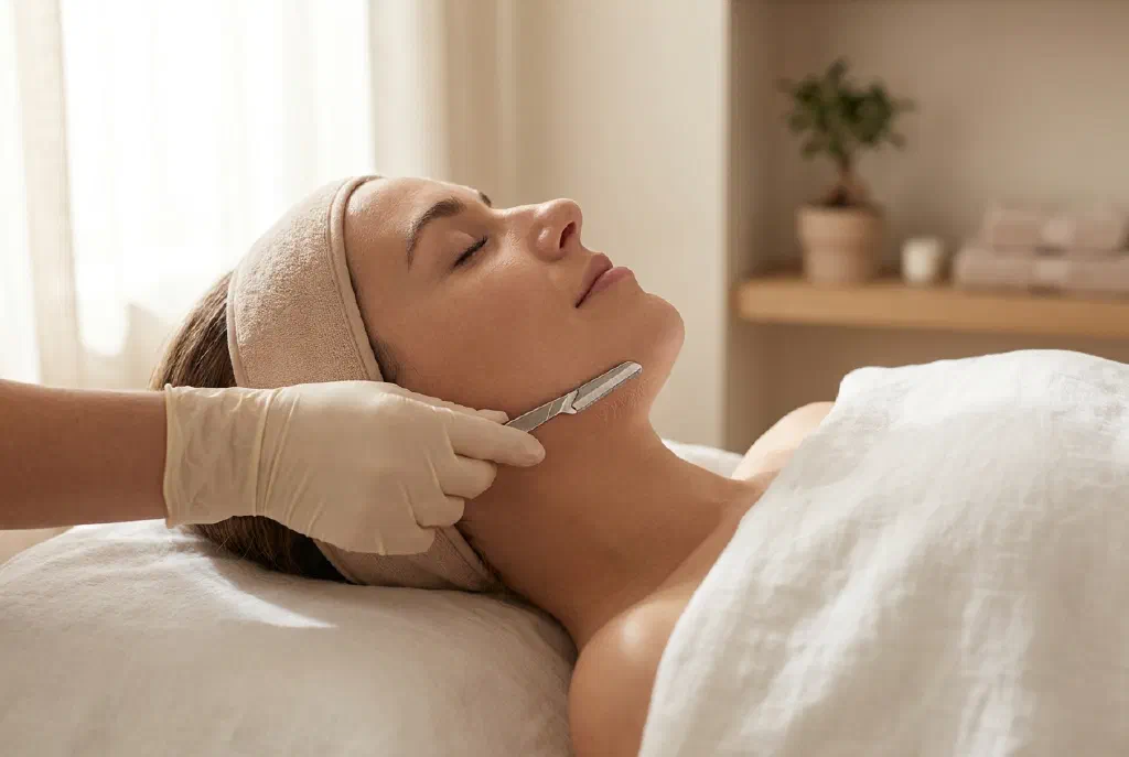 Loại bỏ nhẹ nhàng lớp lông tơ và tế bào da chết trên mặt bằng một lưỡi dao