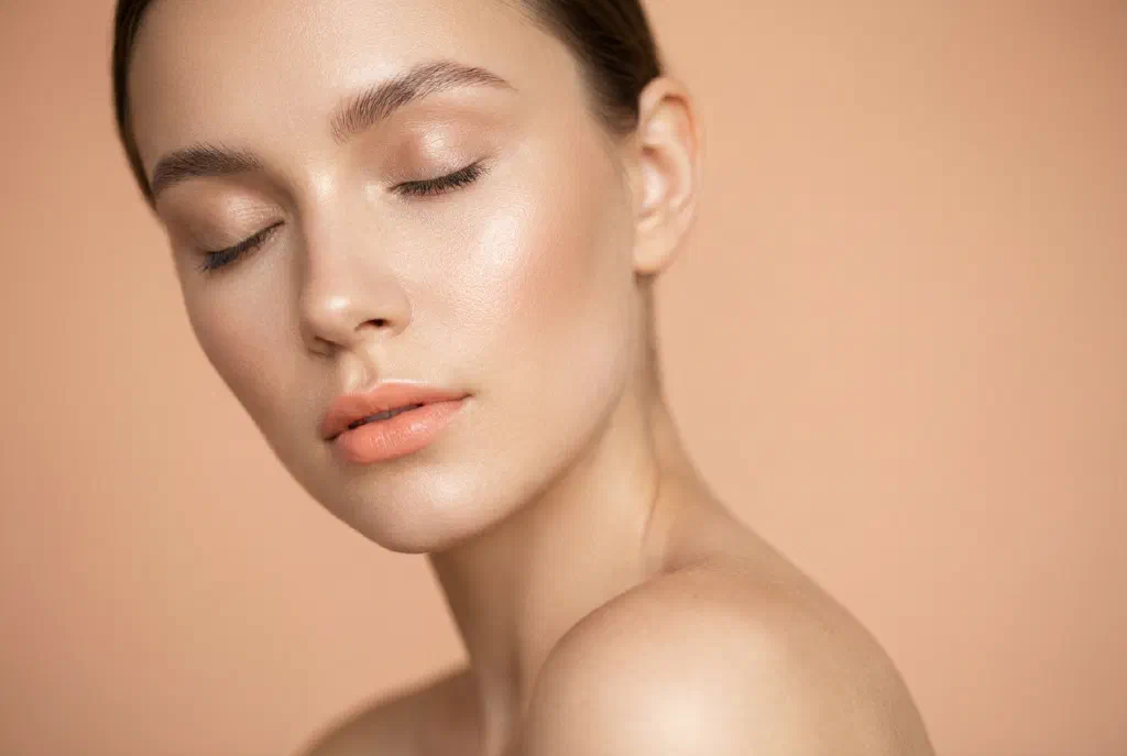 Close-up of even, well-cared-for facial skin with a uniform tone