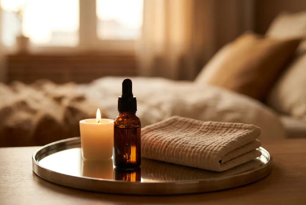 Pipettenfläschchen mit Retinol-Serum vor hellem Hintergrund