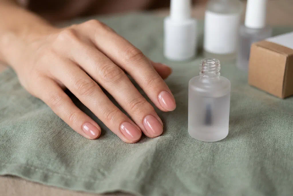 Natürlich wirkende BIAB-Nägel mit Builder Gel in einem zarten Rosaton