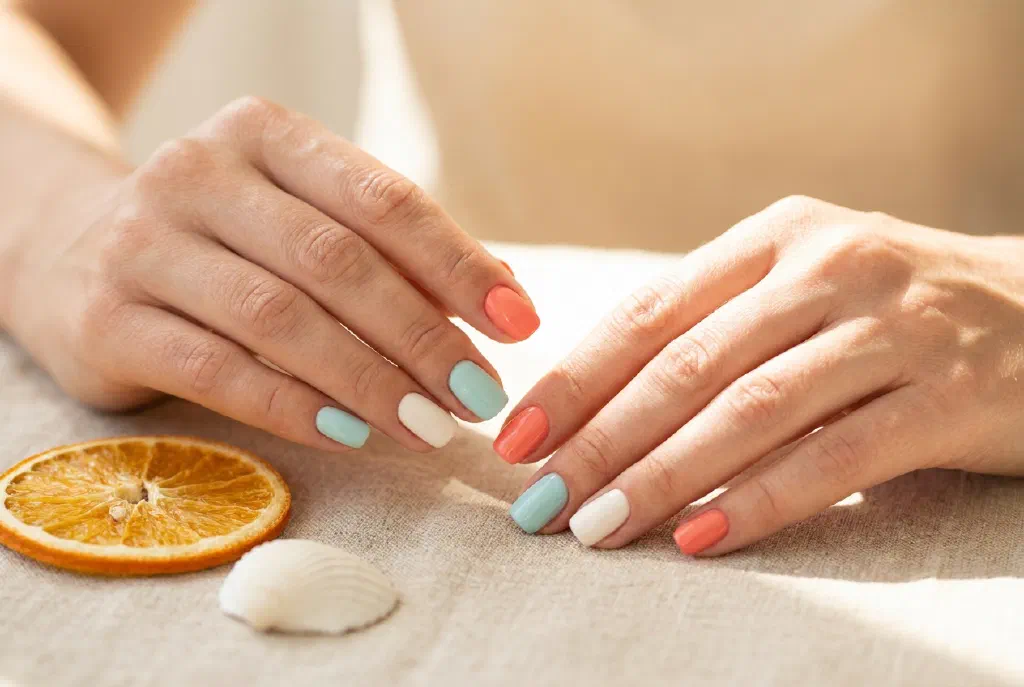 Sommerliche Nägel in frischen Farben passend zur warmen Jahreszeit