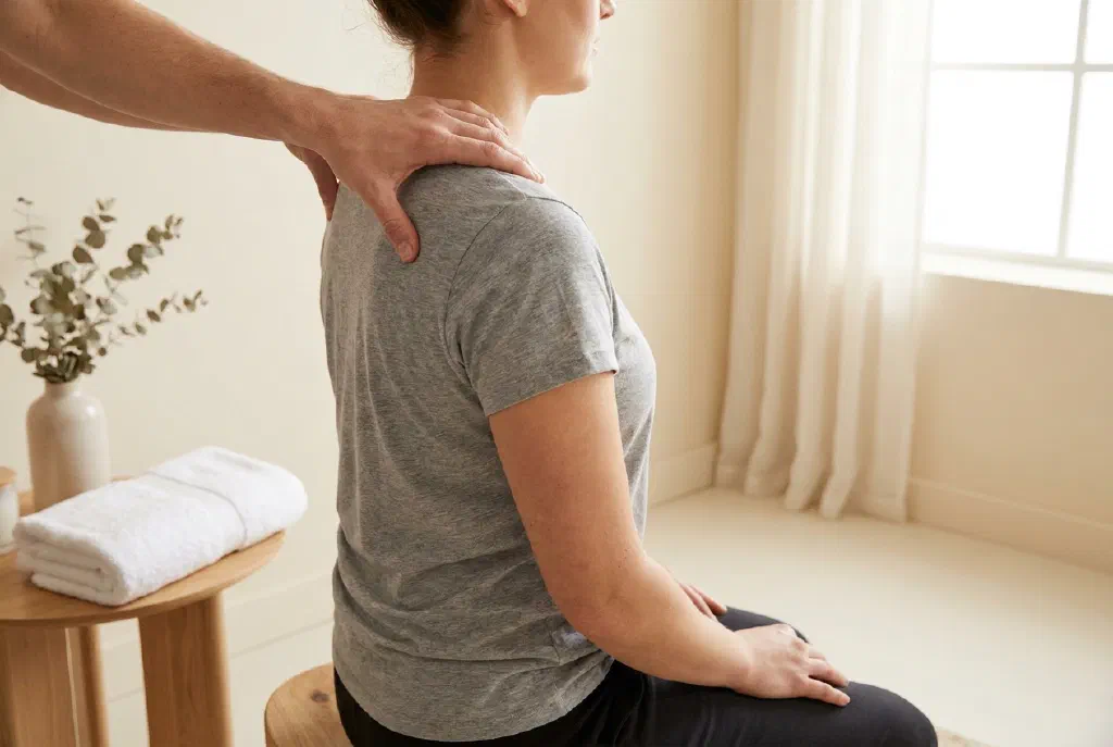 Đôi tay giải phóng một điểm co cứng cơ ở lưng bằng lực ấn có chủ đích